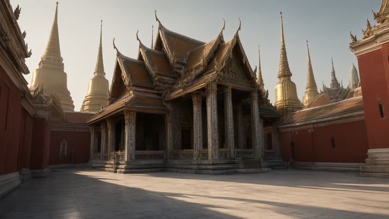 Gran Palacio y Wat Phra Kaew a primera hora, Bangkok